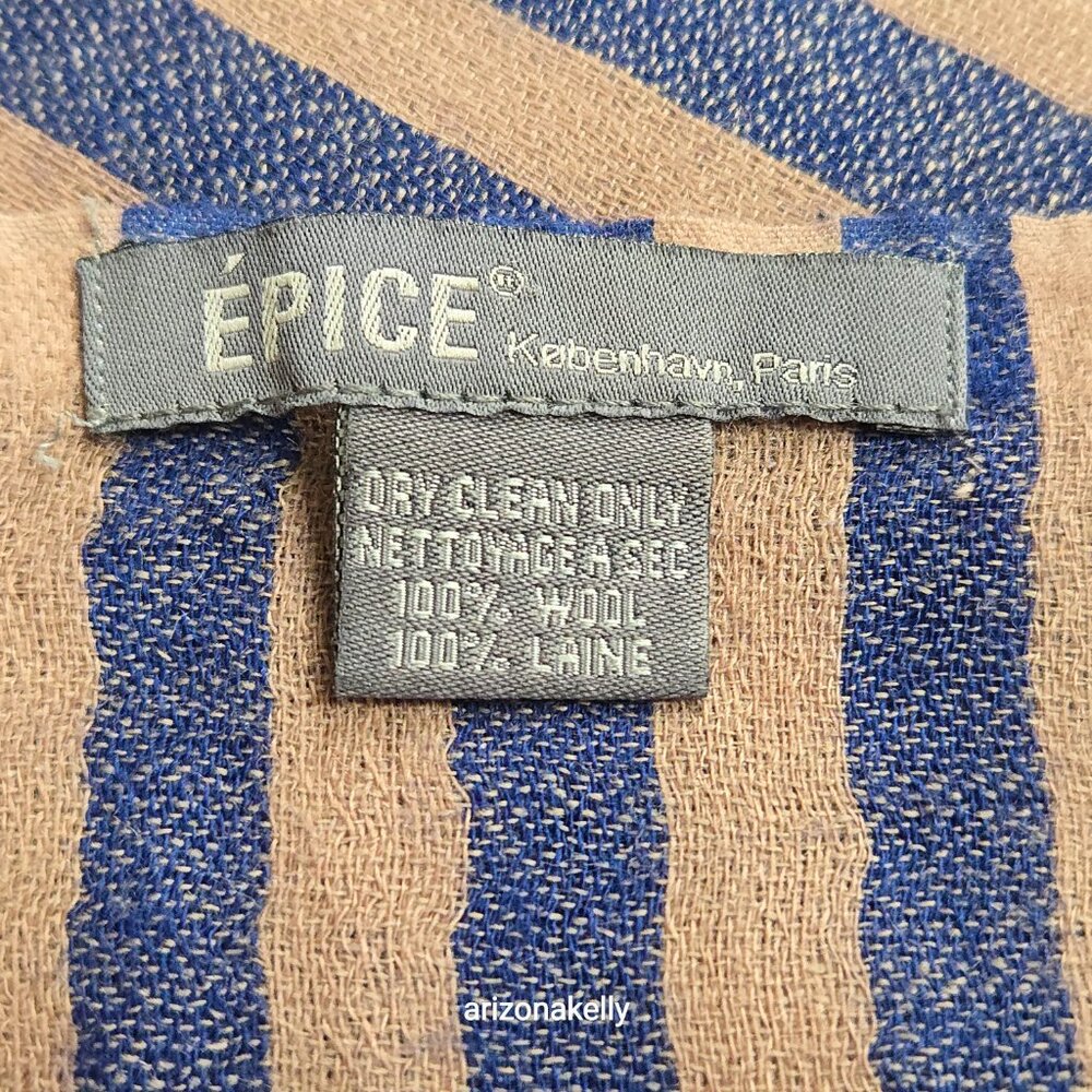 ÉPICE PARIS  Wool Striped Scarf *Tiny Repaired Hole* - Picture 6 of 11